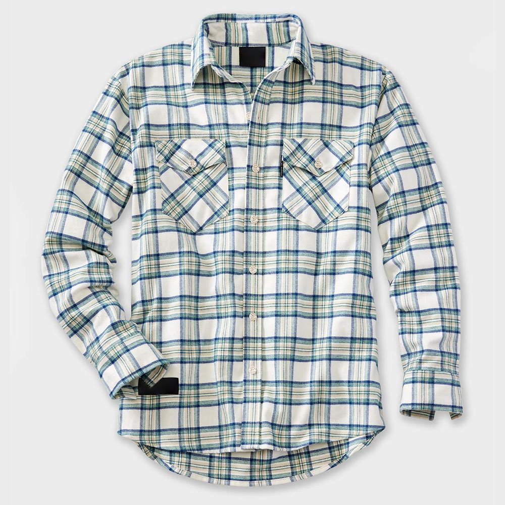 1.jpg White & Blue Check Flannel Shirt - Image 1