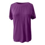 Purple Lace-Sleeve Pleated Formal Top