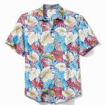 Multicolor Tropical Leaf Print Camp Shirt