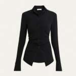 Black Asymmetric Button Formal Top