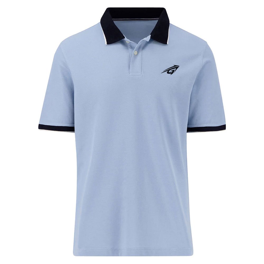 2.jpg (3) Light Blue Contrast Collar Polo Shirt - Image 1