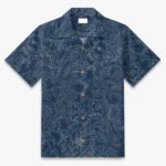 Navy Paisley Print Camp Shirt