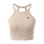 Beige Ribbed Halter Top