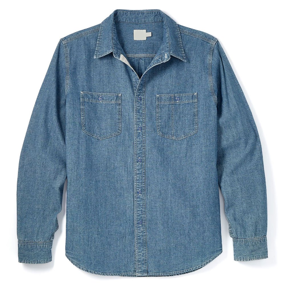 3.jpg (2) Classic Blue Denim Chambray Shirt - Image 1