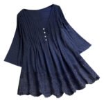Navy Embroidered Kaftan Top