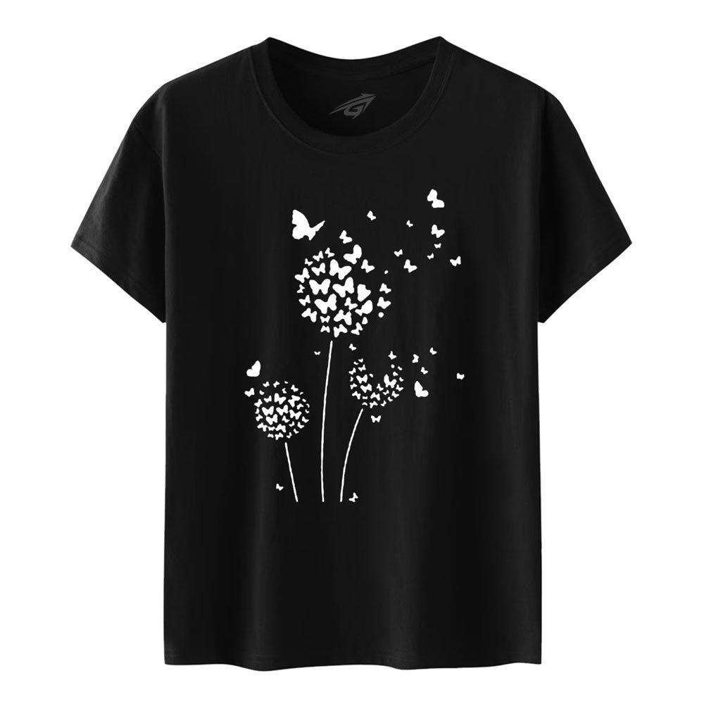 4 Black Butterfly Bloom Graphic T-Shirt - Image 1
