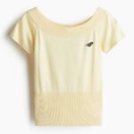 Pastel Yellow Ribbed Off-Shoulder Top