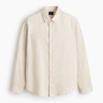 Cream Classic Collar Linen Shirt