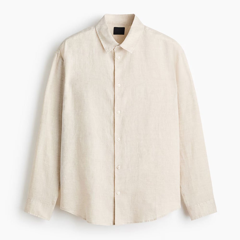 4.jpg (1) Cream Classic Collar Linen Shirt - Image 1