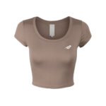 Taupe Brown Fitted Crop Top