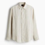 Beige Classic Collar Linen Shirt
