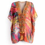 Multicolor Embellished Kaftan Top