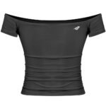 Charcoal Black Ruched Off-Shoulder Top