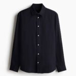 Black Classic Collar Linen Shirt