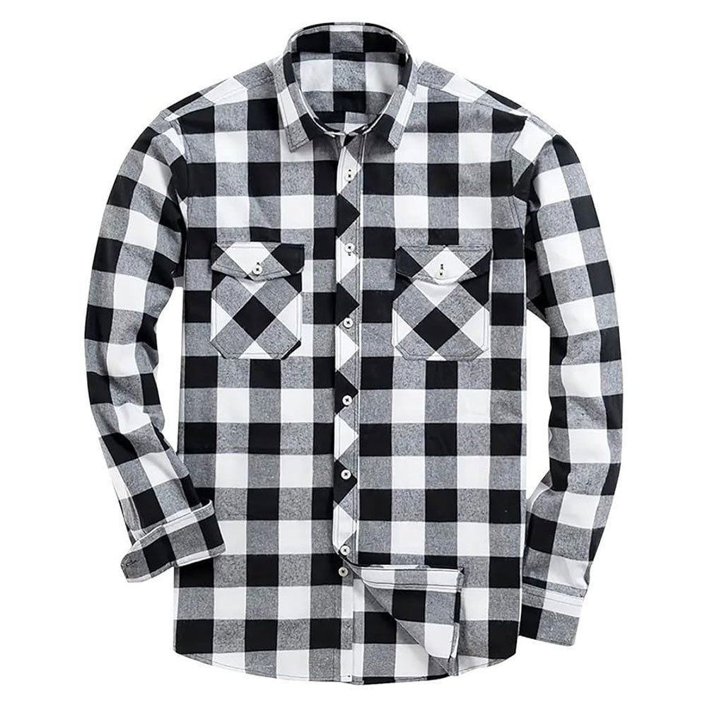 7.jpg Grey & White Plaid Flannel Shirt - Image 1
