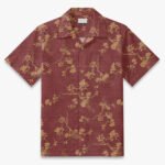Maroon Floral Print Camp Shirt
