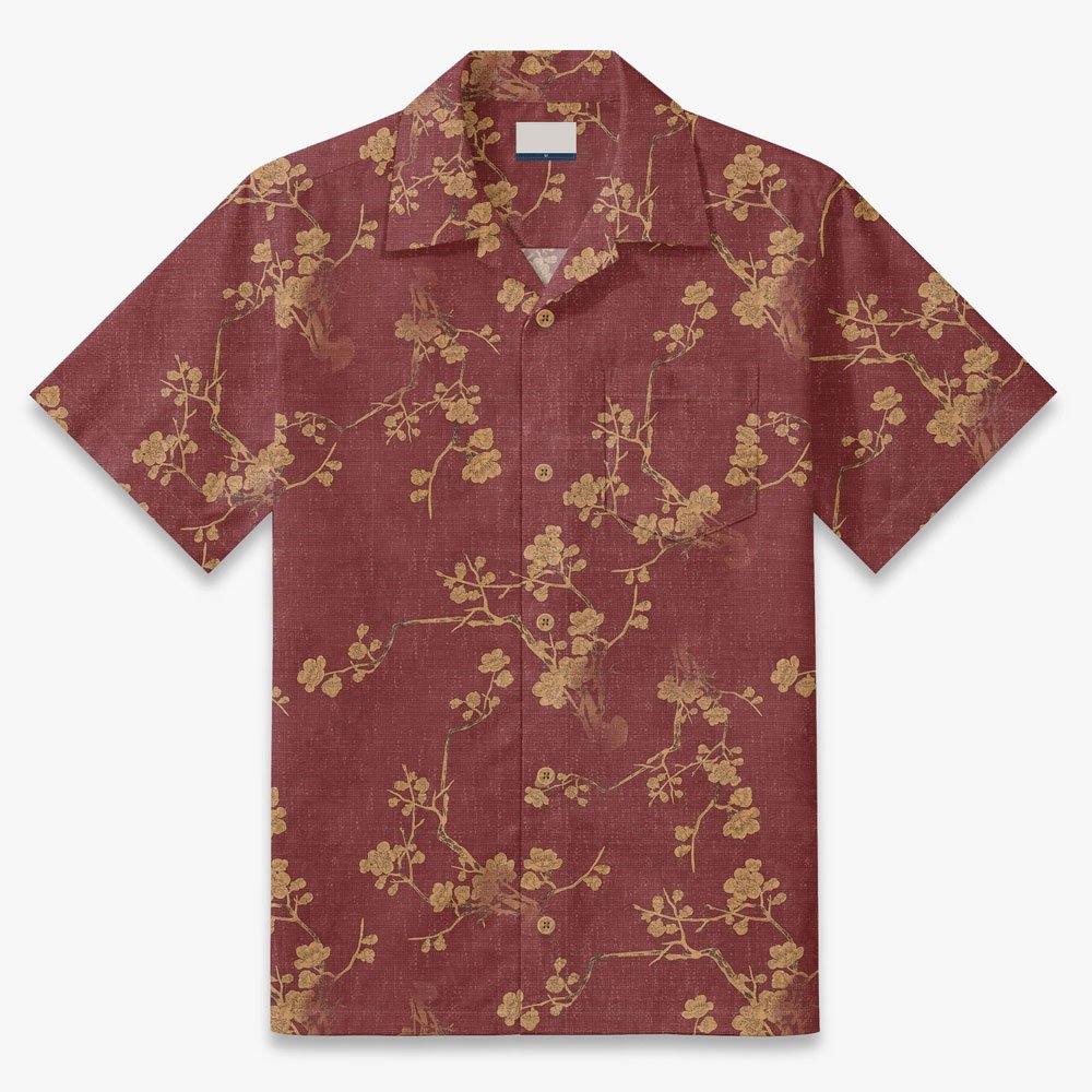 8.jpg (4) Maroon Floral Print Camp Shirt - Image 1