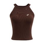 Chocolate Brown Ribbed Halter Top