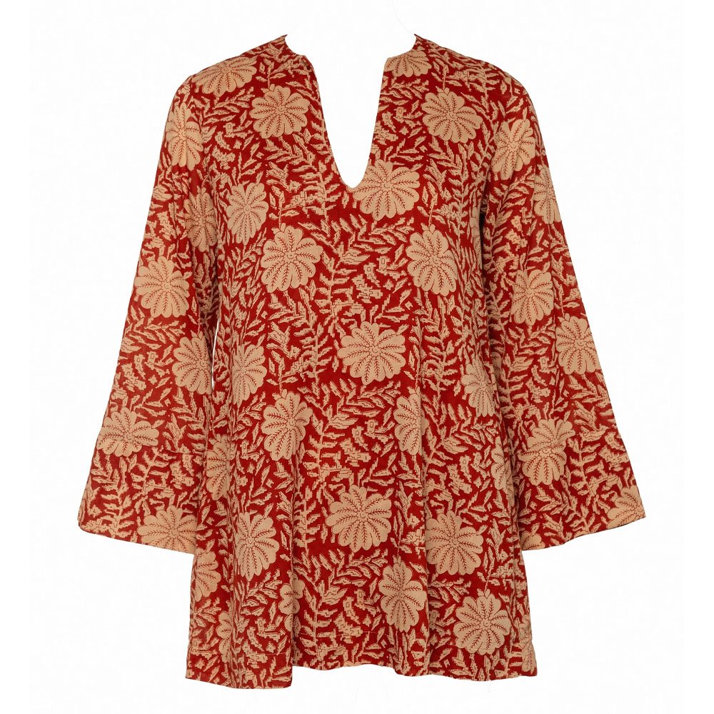 8.jpg (8) Red Floral Embroidered Kaftan Top - Image 1
