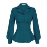 Teal Peplum Button Blouse