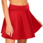 Red Flared Mini Skirt