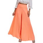 Peach Orange Pleated Plaza Pants