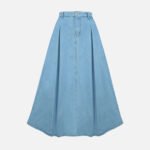 Light Blue Denim Maxi Skirt