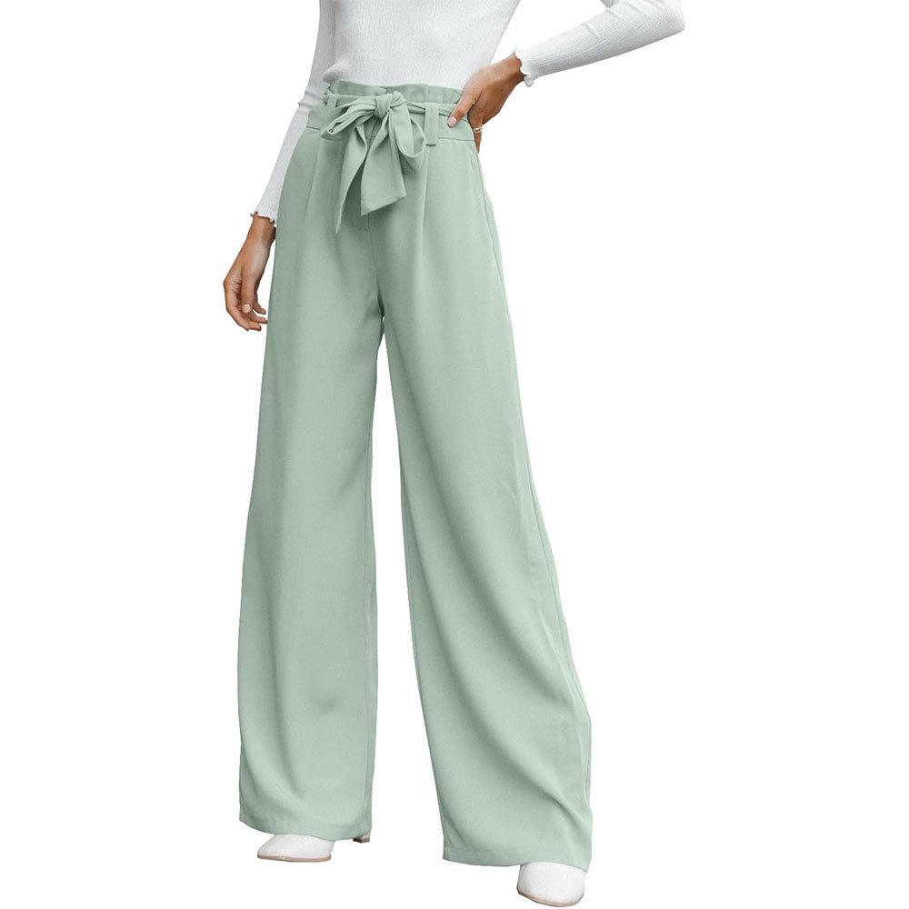 6 Mint Green Tie-Waist Plaza Pants - Image 1