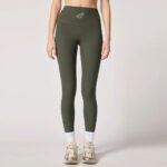 Olive Green Ribbed High-Waist Leggings