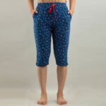 blue floral capri shorts
